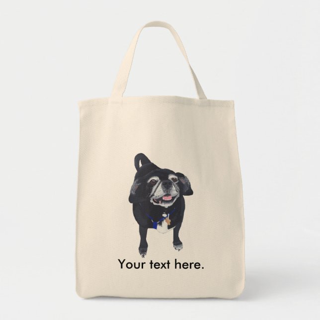 Bolsa Tote Feliz Cachorro Feliz Cachorro Cachorro Saco (Frente)