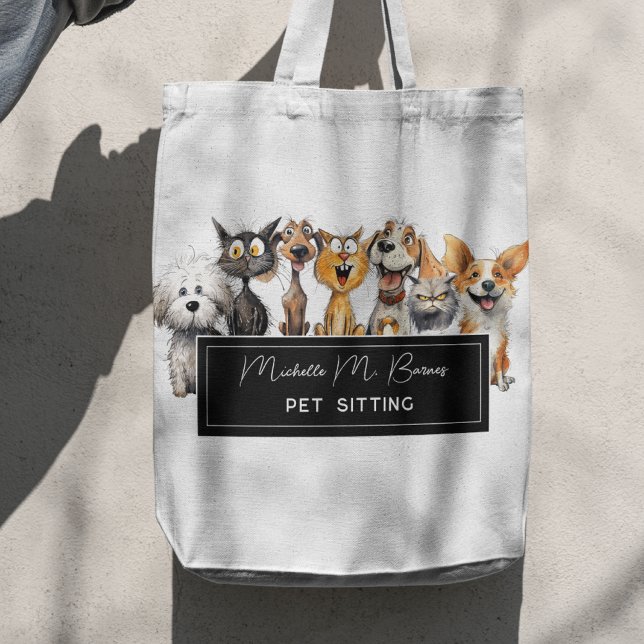 Bolsa Tote Feliz Cachorro Louco Cães Pet Sitter Professional (Criador carregado)