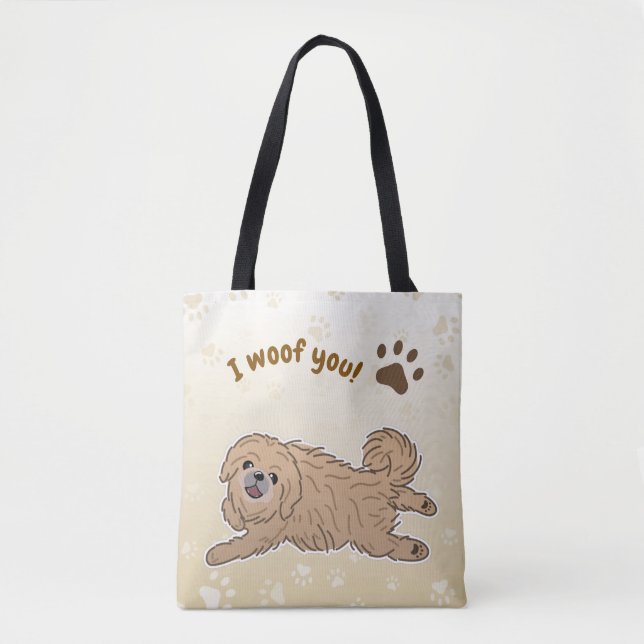 Bolsa Tote Feliz Cachorro Pekingês Ao Lover I Wows (Frente)