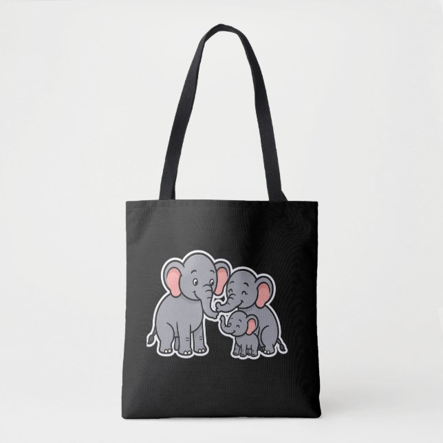 Bolsa Tote Feliz Cartoon Elefant Family (Frente)