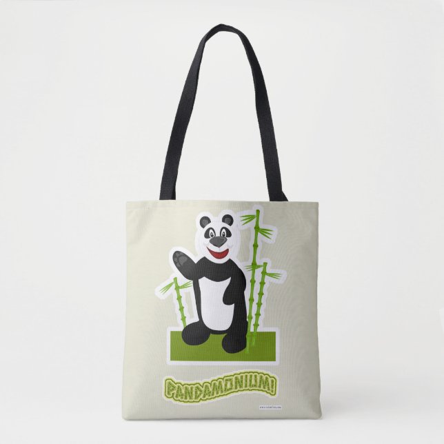 Bolsa Tote Feliz Cartoon Panda-Monium (Frente)