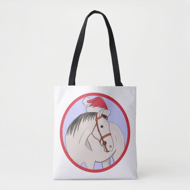 Bolsa Tote Feliz Cavalo de Natal (Frente)