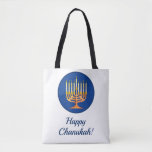 Bolsa Tote Feliz Chanukah! Candelabro<br><div class="desc">Feliz Chanukah! Menorah Tote Bag Editar texto para personalizar</div>