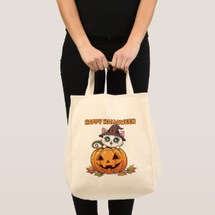Bolsa Tote Feliz Chibi Gato e Aboborinha