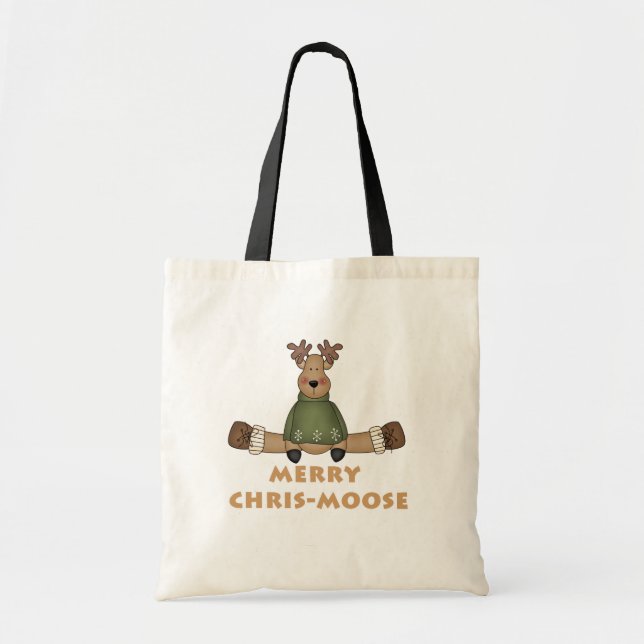Bolsa Tote Feliz Chris-Moose T-shirts e presentes (Frente)