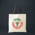 Bolsa Tote Feliz Chrismanukah- Menorá de Natal Chanukah<br><div class="desc">A maneira perfeita de celebrar tanto o Natal quanto o Hanuká ao mesmo tempo. Feliz Natal   Feliz Chanuká = Feliz Chrismanukah,  completo com Velas de Menorá em forma de Bastão de Doces.</div>