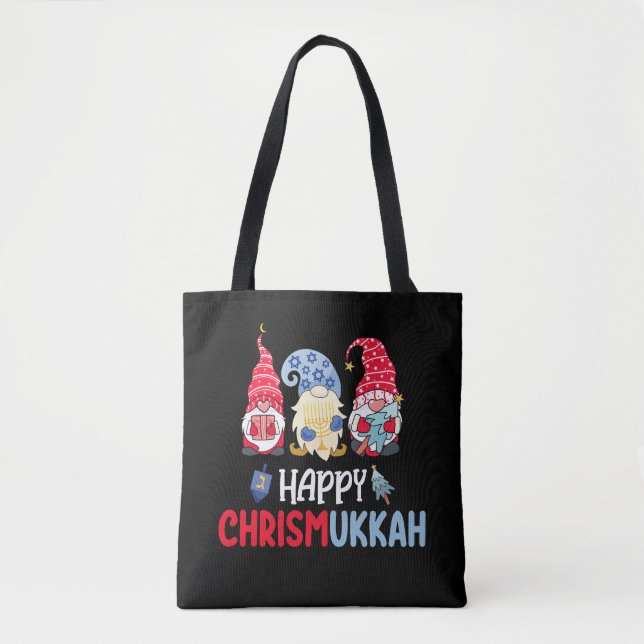 Bolsa Tote Feliz Chrismukkah Gnomos Hanukkah Feliz Natal (Frente)