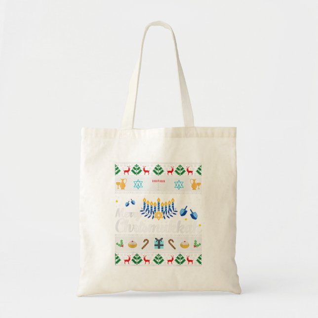 Bolsa Tote Feliz Chrismukkah Happy Hanukkah e M (Frente)
