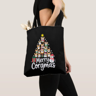 Bolsa Tote Feliz Corgmas Natal Corgi Cachorro Árvore Boneco d