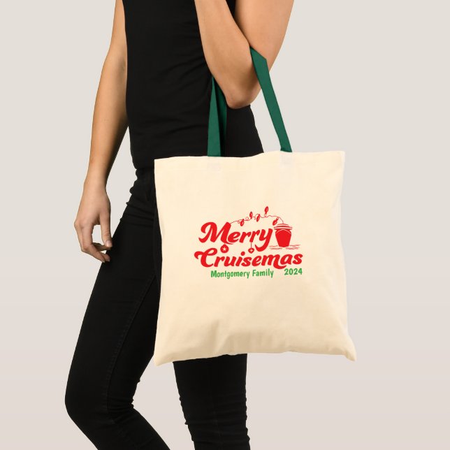Bolsa Tote Feliz Cruisemas Família Personalizada (Frente (produto))