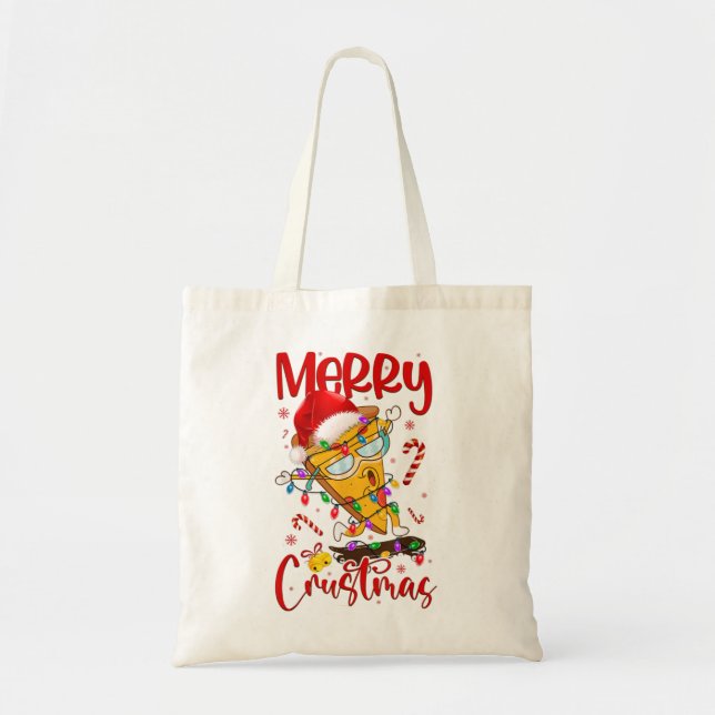 Bolsa Tote Feliz Crustmas Pizza Natal Árvore Natal Feriado P (Frente)