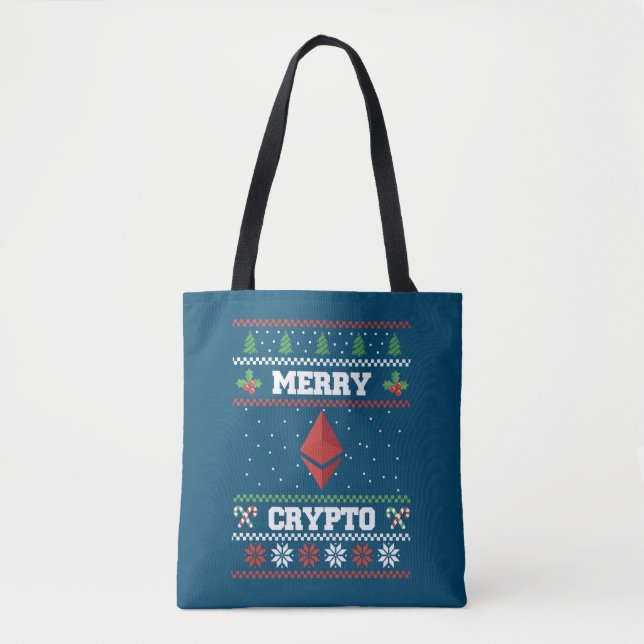 Bolsa Tote Feliz Crypto Eethum Ugly Christmas Sweater (Frente)