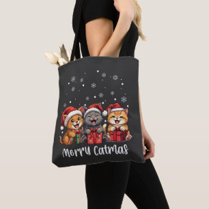 Bolsa Tote Feliz de Gatinhos de Natal Catmas