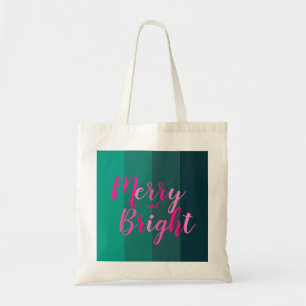Bolsa Tote Feliz de Natal e Rosa Verde Brilhante