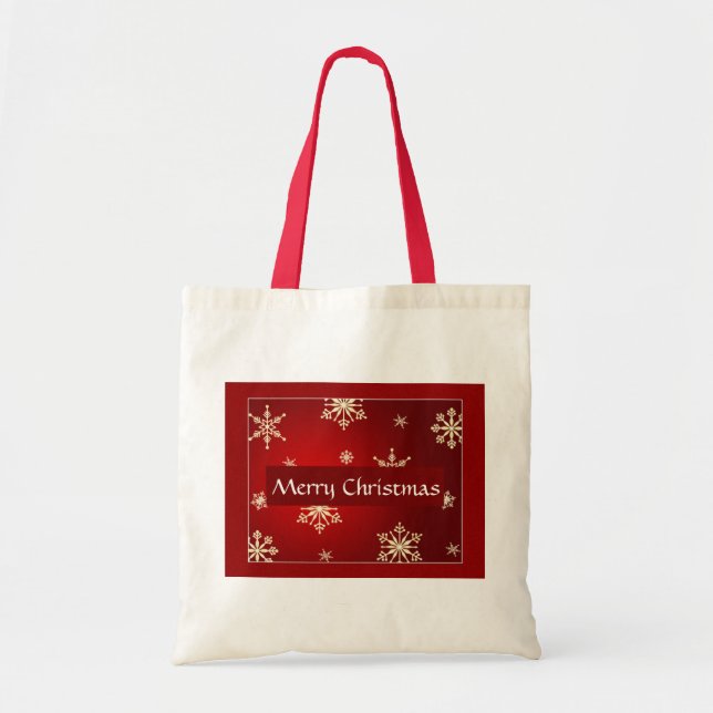 Bolsa Tote Feliz de Natal Personalizável (Frente)