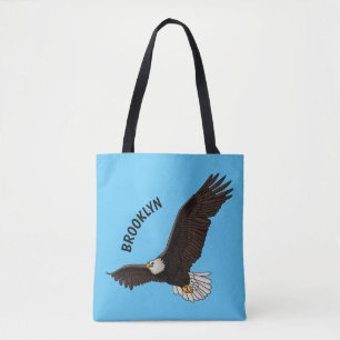 Bolsa Tote Feliz desenho animado de águia-calva voadora
