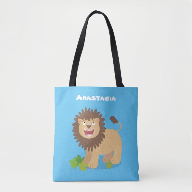 Bolsa Tote Feliz desenho animado de leão (Frente)