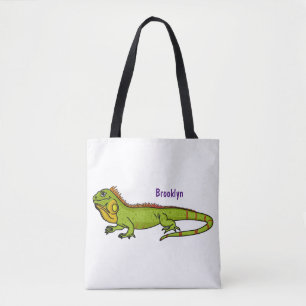 Bolsa Tote Feliz desenho da iguana verde