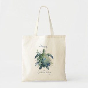 Bolsa Tote Feliz Dia da Terra Design de Tartaruga
