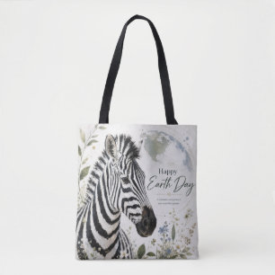 Bolsa Tote Feliz Dia da Terra Zebra Vida Selvagem