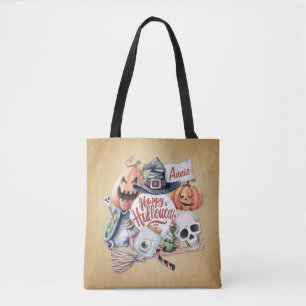 Bolsa Tote Feliz Dia das Bruxas da Vintage Personalizada Bo
