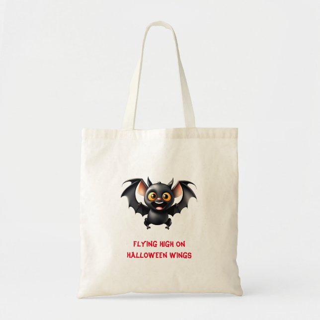Bolsa Tote Feliz Dia das Bruxas de Bat Voador (Frente)