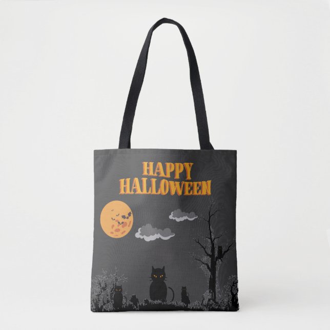 Bolsa Tote Feliz Dia das Bruxas - Gatos (Frente)