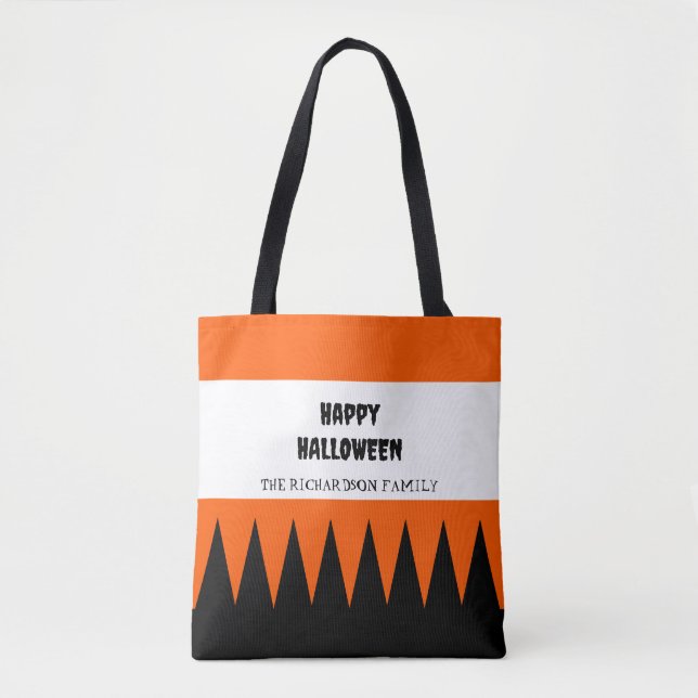 Bolsa Tote Feliz Dia das Bruxas Laranja Personalizado (Frente)