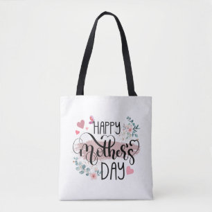 Bolsa Tote Feliz Dia das Mães 2025 Floral Fofo para Mulheres