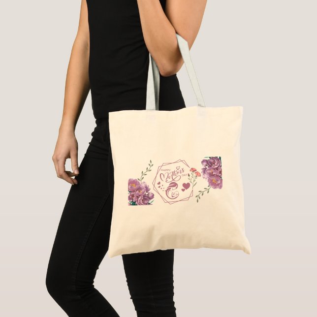 Bolsa Tote Feliz Dia das Mães Design Roxo (Frente (produto))