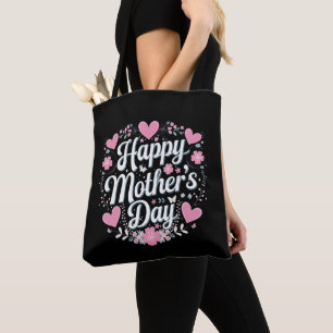 Bolsa Tote Feliz Dia das Mães Floral Fofo Mamãe Vovó