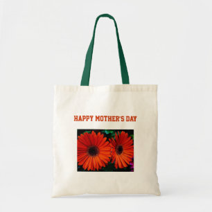 Bolsa Tote feliz dia das mães flores de margarida cor laranja