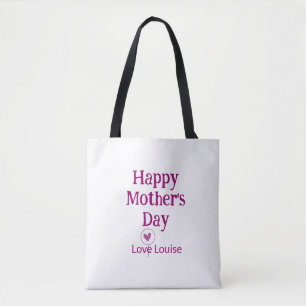 Bolsa Tote Feliz dia das mães nome feminino amor lilás sinal