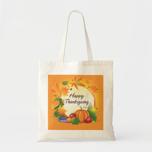 Bolsa Tote Feliz Dia de Ação de Graças 5 Sacos (Frente)