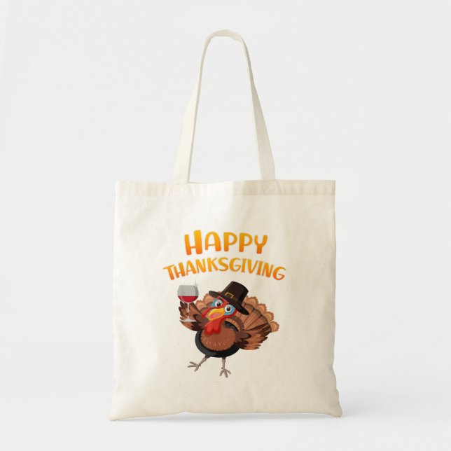 Bolsa Tote Feliz Dia de Ação de Graças à Turquia (Frente)