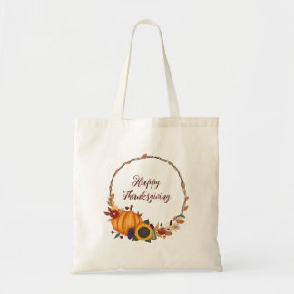 Bolsa Tote Feliz Dia de Ação de Graças Fall Wreath