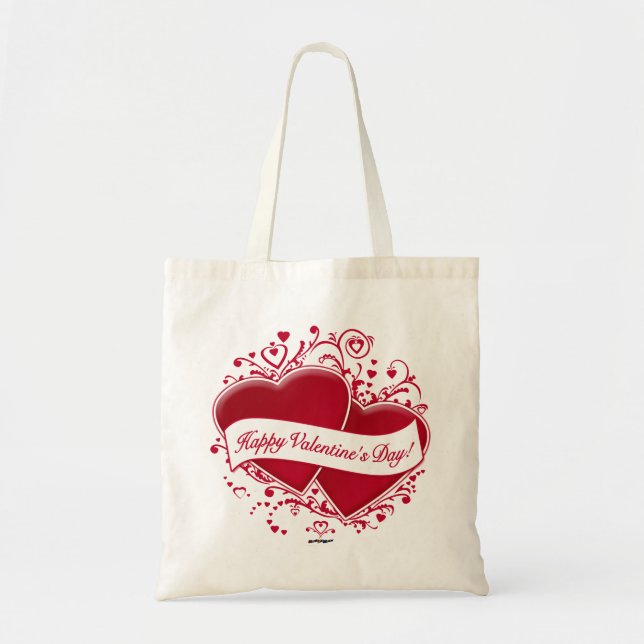 Bolsa Tote Feliz dia de os namorados!Corações vermelhos (Frente)