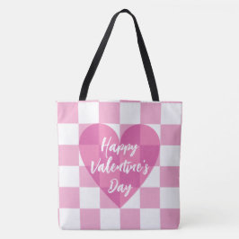 Bolsa Tote Feliz dia de os namorados de coração com verificaç
