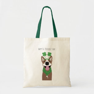 Bolsa Tote Feliz Dia de São Patrício Marrom Cachorro Verde
