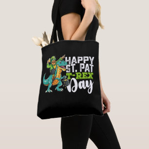 Bolsa Tote Feliz Dia de São Patrício Pat T Rex Dinosaur