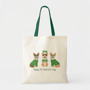 Bolsa Tote Feliz Dia de São Patrício Pembroke Welsh Corgi Dog