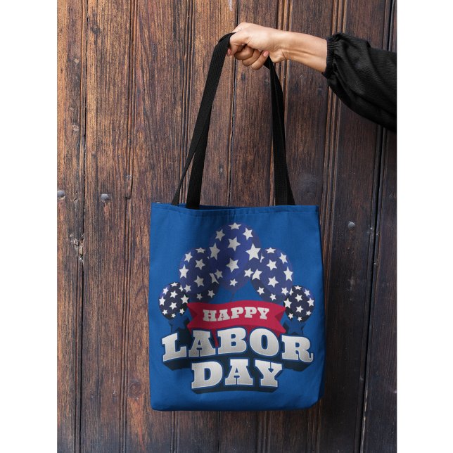 Bolsa Tote Feliz Dia do Trabalho Estrelas Patrióticas (Criador carregado)