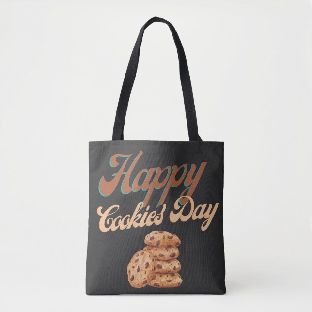 Bolsa Tote Feliz Dia dos Biscoitos, Dia Nacional dos Biscoito (Frente)