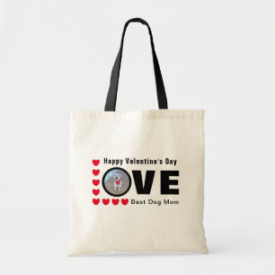 Bolsa Tote Feliz Dia dos Namorados Cachorro Mamãe Ama Coraçõe