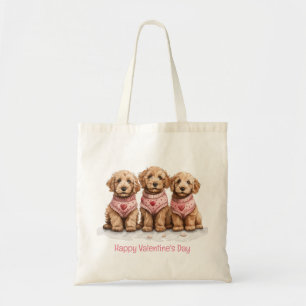 Bolsa Tote Feliz Dia dos Namorados Cachorros Dourados