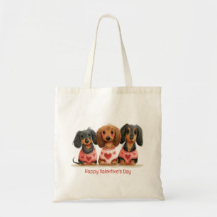 Bolsa Tote Feliz Dia dos Namorados Cães Dachshund
