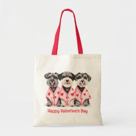 Bolsa Tote Feliz Dia dos Namorados Cães Schnauzer