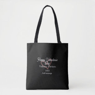 Bolsa Tote Feliz dia dos namorados coração de brilho vermelho