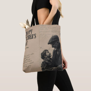 Bolsa Tote Feliz Dia dos Pais Carta Vintage e Avô Port