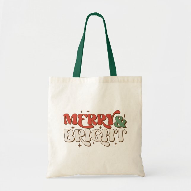 Bolsa Tote Feliz e Bright Retro Natal (Frente)
